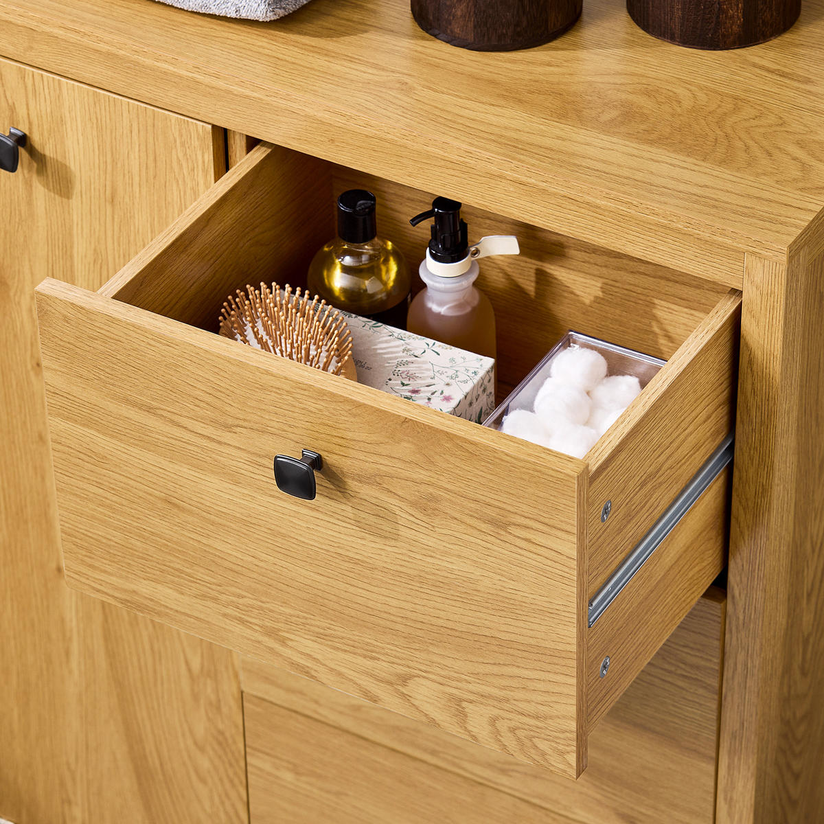 WÄSCHESCHRANK Dunkelnatur - Naturfarben, Holzwerkstoff (80/90/35cm) - SoBuy