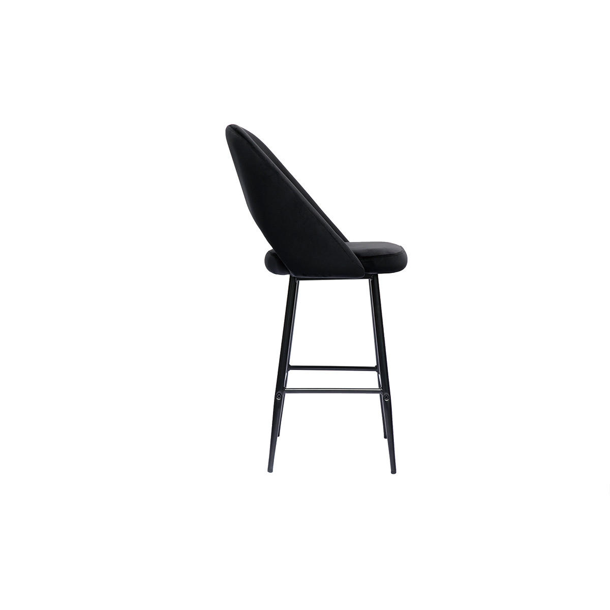 BARHOCKER Samt Schwarz Metall H65 cm 2er-Set COSETTE - Schwarz, Textil (54/103.5/51.5cm) - Miliboo