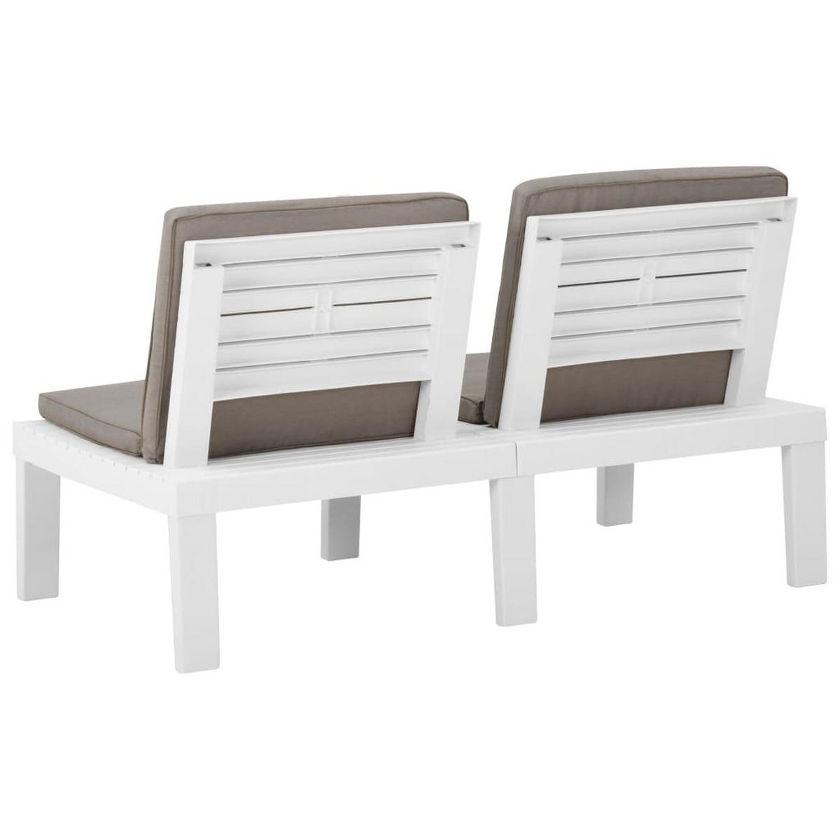 GARTEN-LOUNGE-BANK Mit Auflagen Kunststoff Weiß - Weiß, Kunststoff (65/70/65cm) - vidaXL