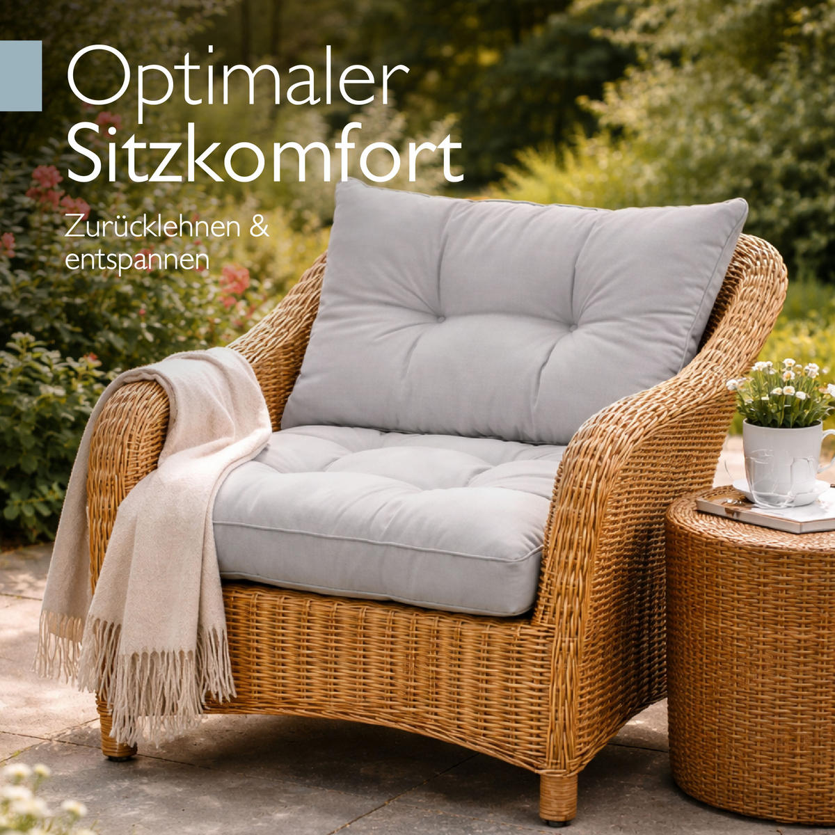 LOUNGEKISSEN Xluna Sitz 70x70x10cm mit Rücken 70x40x12cm Hellgrau (2tlg) - Hellgrau, Textil (70/70cm) - Beautissu 