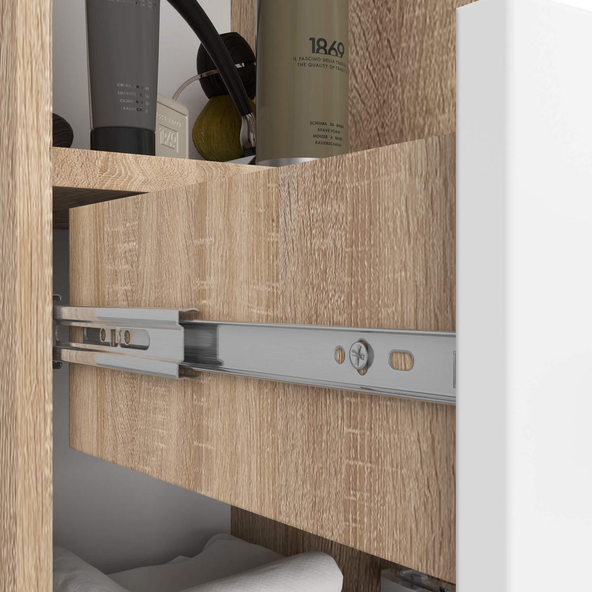 HOCHSCHRANK Sonoma Eiche, Weiß 30x30x140 cm - Silberfarben/Weiß, Holzwerkstoff/Kunststoff (30/140/30cm) - Akord