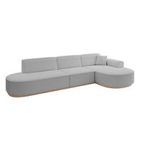 ECKSOFA Ottomane Rechts MARI-L2-v1 - 328x171x83 cm Hellgrau Bouclé - Hellgrau, Holzwerkstoff/Textil (171/328cm) - ALTDECOR