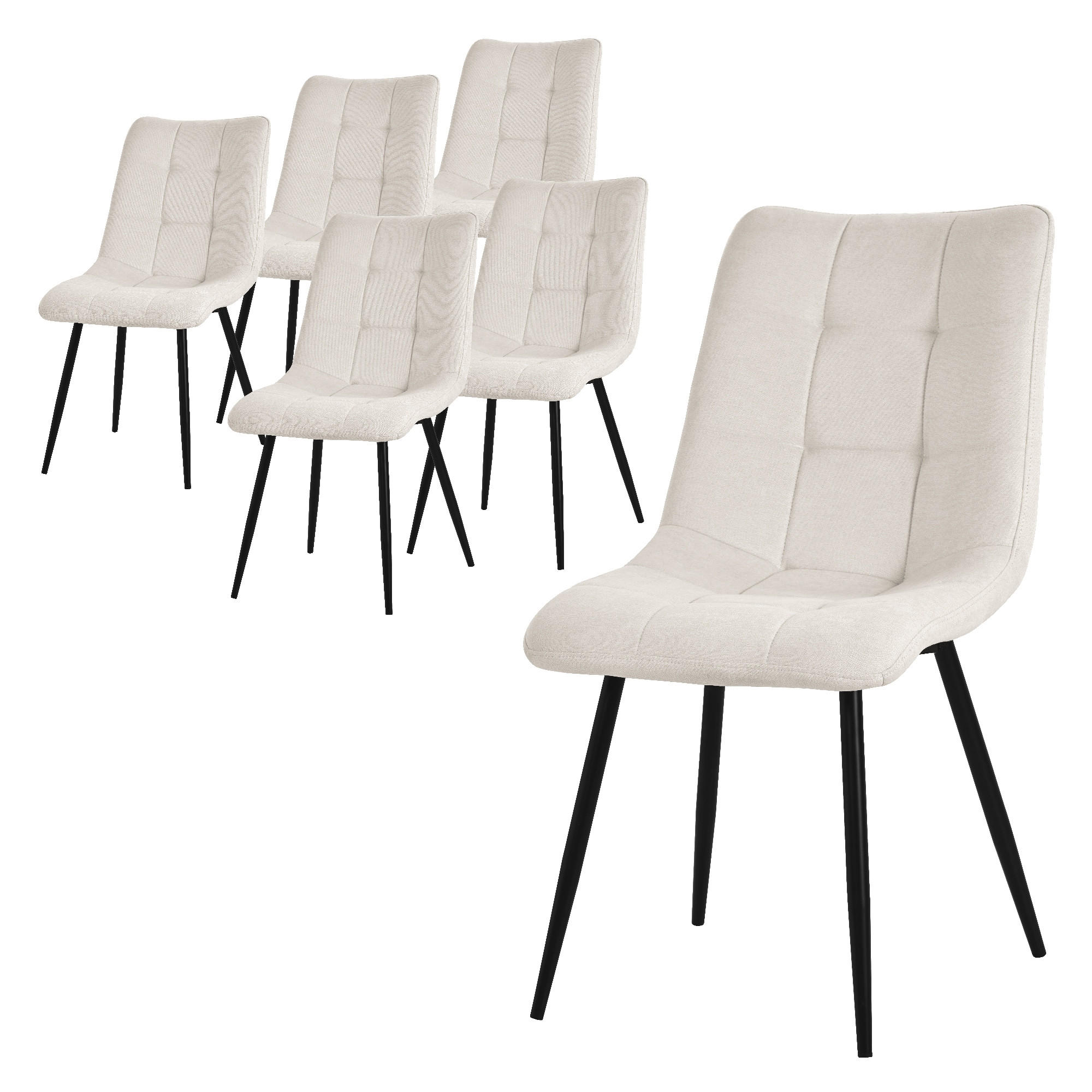 ML-DESIGN SADA 6 JEDÁLENSKÝCH ŽIDLÍ, béžový látkový potah