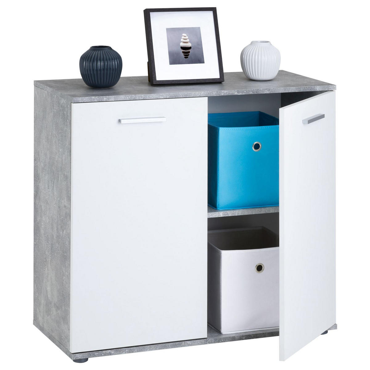KOMMODE CHICAGO - Weiß/Grau, Holzwerkstoff (91/82/40cm) - CARO-Möbel