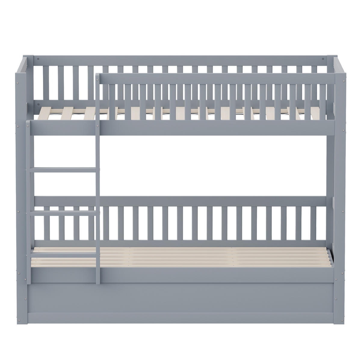 ETAGENBETT mit hydraulischem Stauraum 90x200 cm Massivholz Grau - Grau, Holzwerkstoff (90/200cm) - Beauniv
