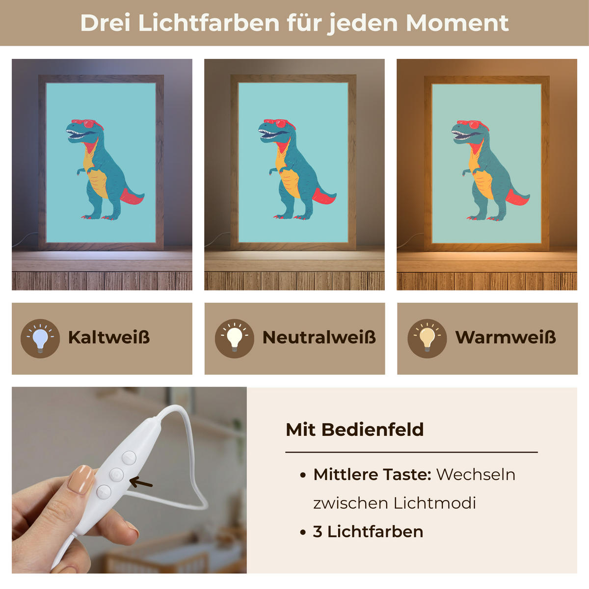 NACHTTISCHLAMPE Dinosaurier - Blau - Sonnenbrille 20x30 cm - Hellblau, Holzwerkstoff (8/20/30cm)