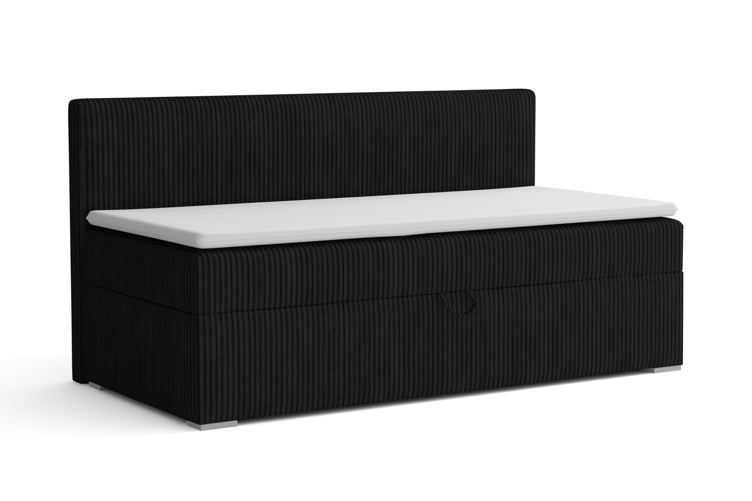 BOXBETT MATEO 90/200 Schwarz mit Bonell-Federkernmatratze H3 - Schwarz, Holz/Holzwerkstoff (90/200cm) - Deine Möbel 24