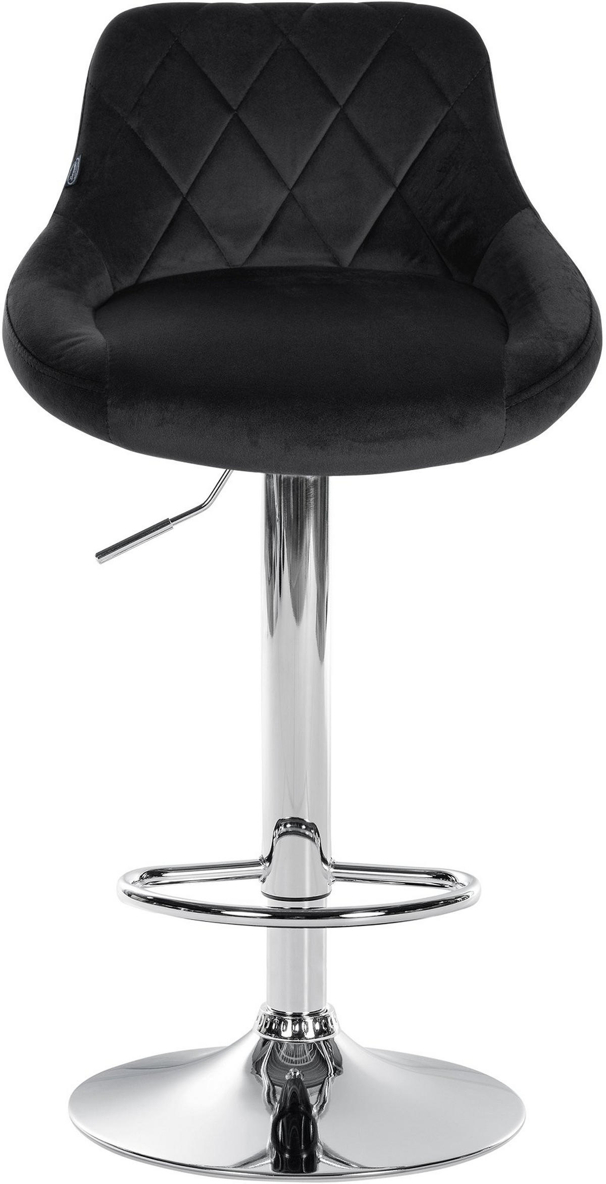 BARHOCKER 2er Set Samt schwarz - Chromfarben/Schwarz, Textil/Metall (46/83/49cm) - CLP