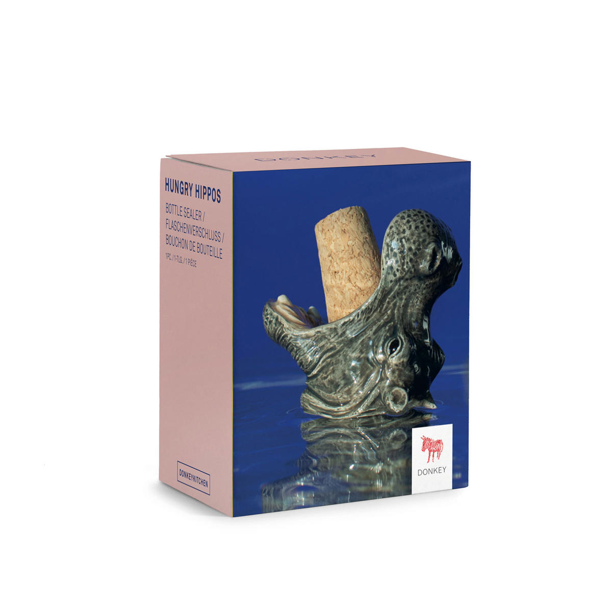 WEINSTOPPER Hungry Hippo, Dolomit, Grau, 5.5 cm - Weiß, Keramik (5/5.5/5cm) - Donkey Products