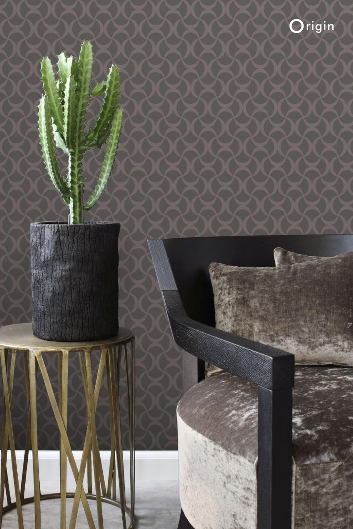 TAPETE grafisches Muster 53 cm x 10.05 m - Grau, Papier (53/1000cm) - Origin Wallcoverings
