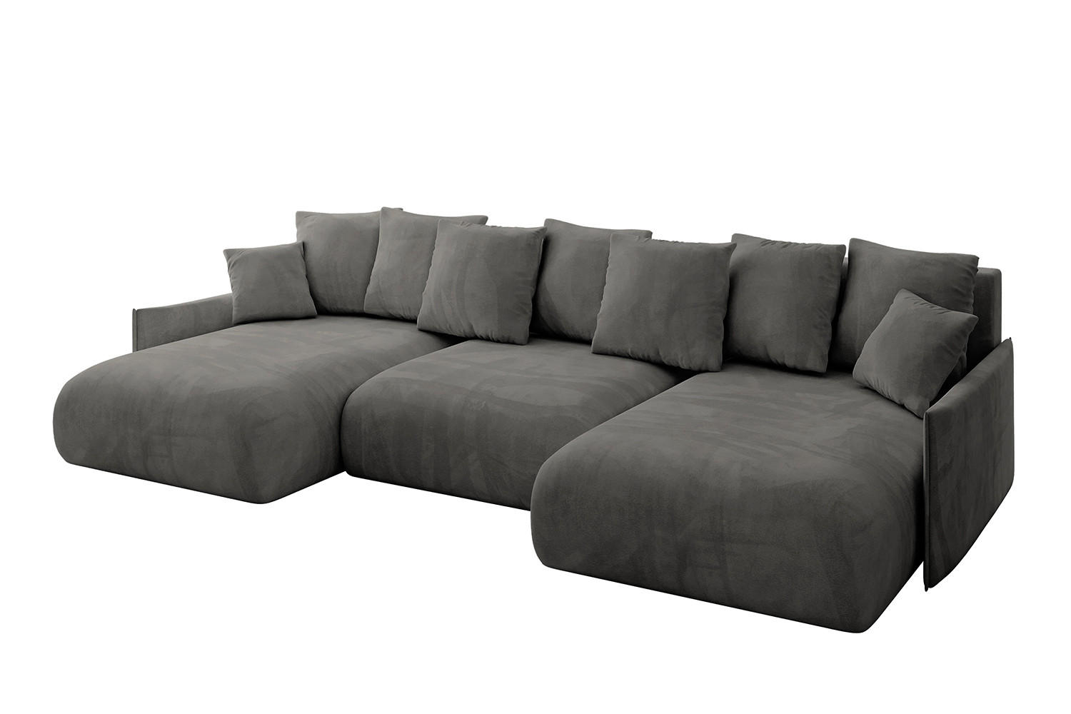WOHNLANDSCHAFT mit Schlaffunktion und Bettkasten ONESK-U-v1 304x165x40 Dunkelgrau Velours - Dunkelgrau, Holzwerkstoff/Kunststoff (304/90/165cm) - ALTDECOR