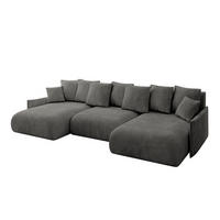 WOHNLANDSCHAFT mit Schlaffunktion und Bettkasten ONESK-U-v1 304x165x40 Dunkelgrau Velours - Dunkelgrau, Holzwerkstoff/Kunststoff (304/90/165cm) - ALTDECOR