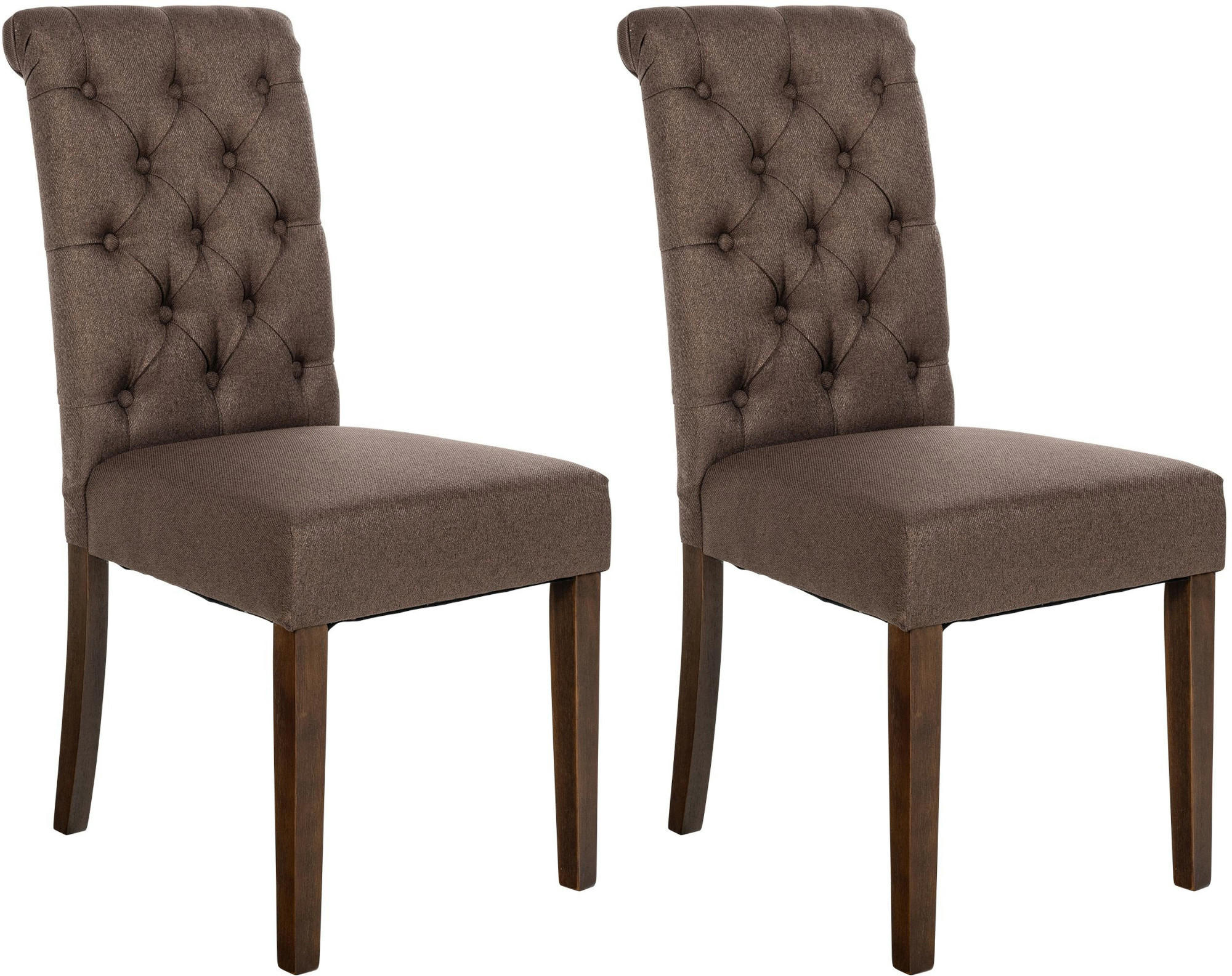 STUHL 2er Set Stoff braun - Walnussfarben/Braun, Holz/Textil (45/98/63cm) - CLP
