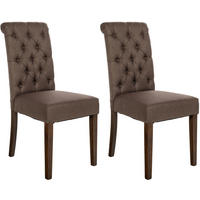 STUHL 2er Set Stoff braun - Walnussfarben/Braun, Holz/Textil (45/98/63cm) - CLP