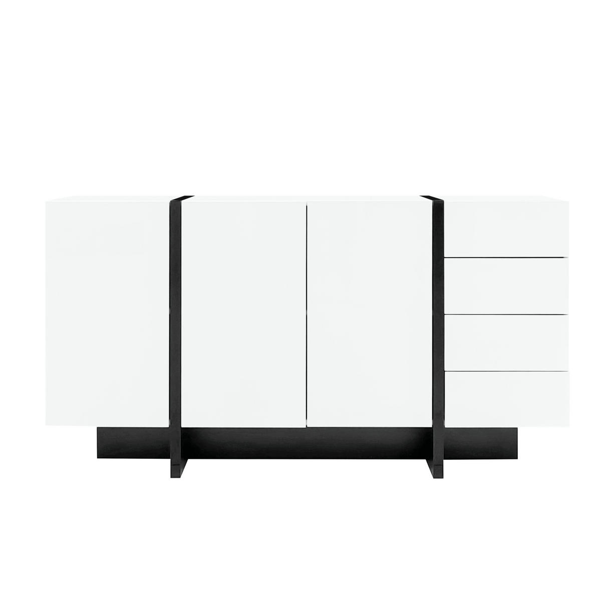 SIDEBOARD 150/40/80,5 cm in Weiß/Schwarz mit 2 Türen und 4 Schubladen - Weiß, Holzwerkstoff (150/80.5/40cm) - Flora Grace