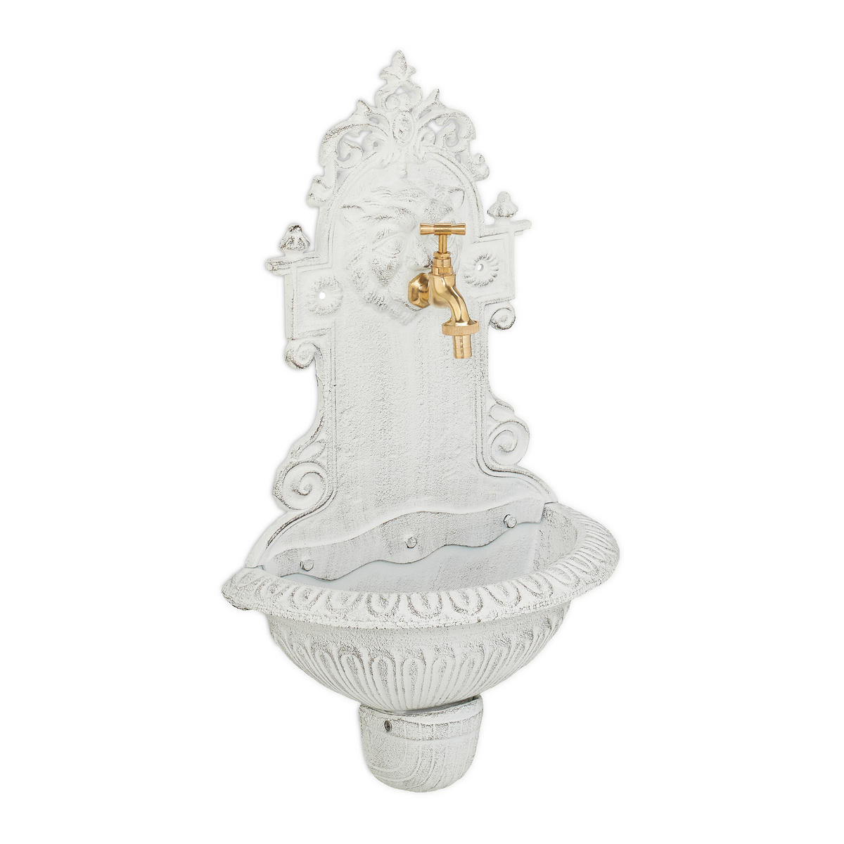 WANDBRUNNEN - Weiß, Metall (18/35/61cm) - Relaxdays