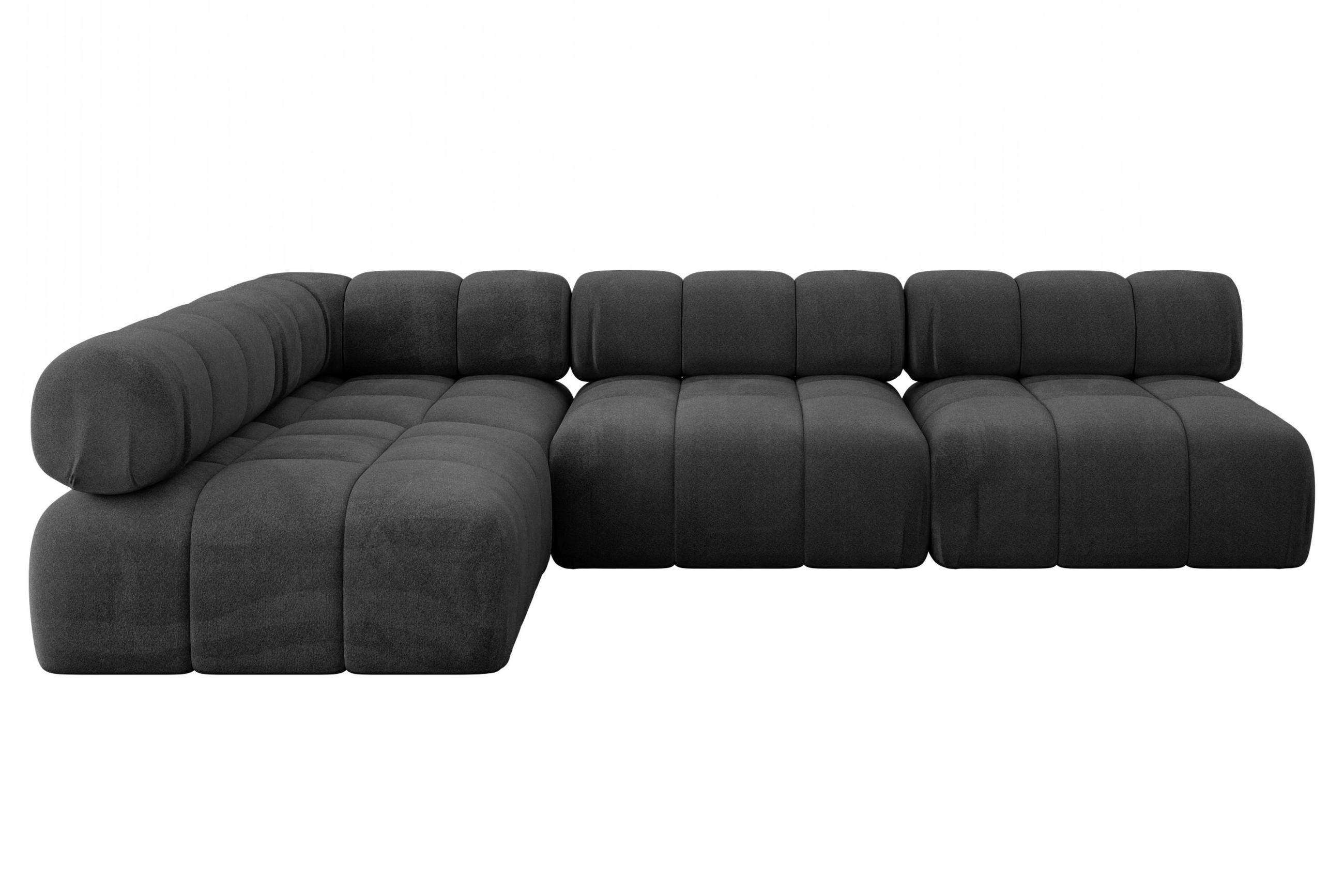 ECKSOFA modulares Sofa Samaro-L2 - 285x190x70 cm Schwarz Velours - Schwarz, Holzwerkstoff/Textil (285/190cm) - ALTDECOR