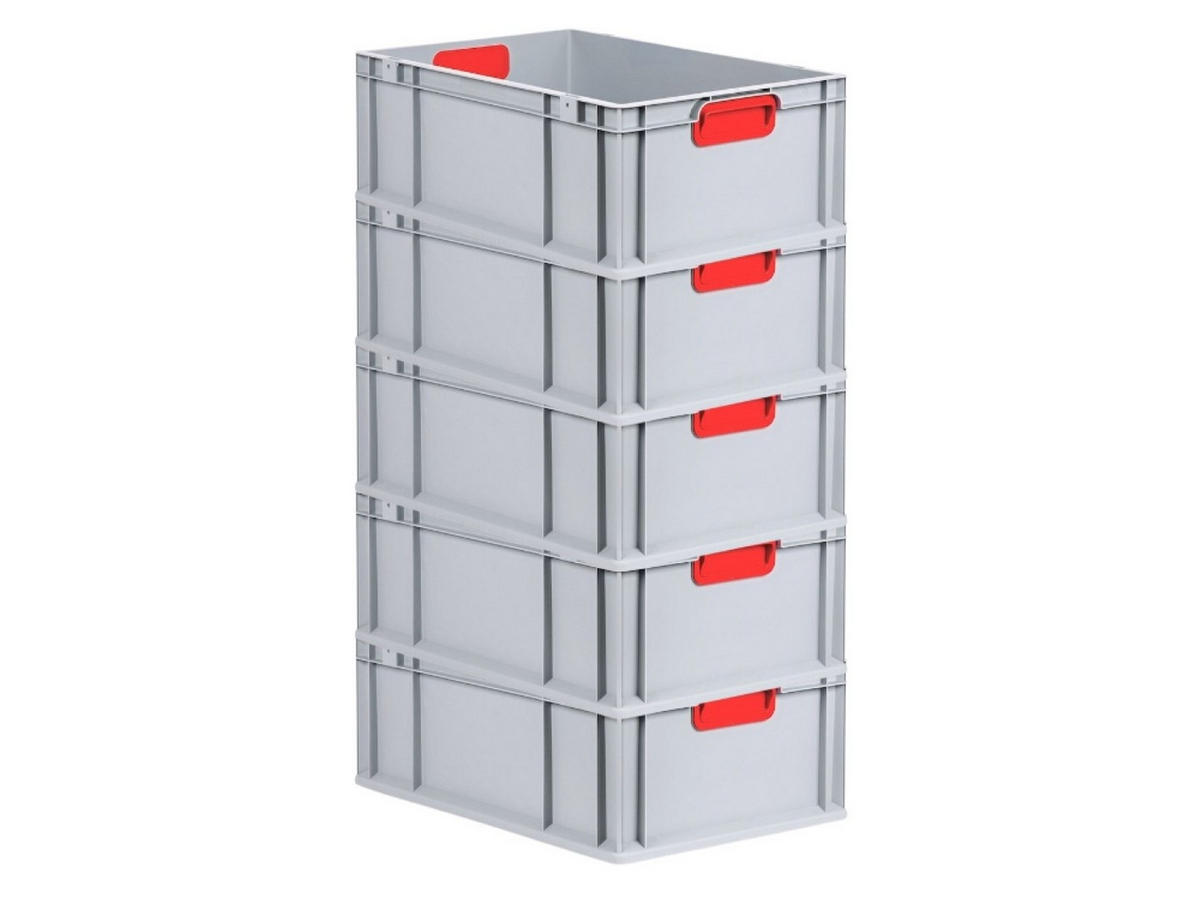 EUROBOX 5x Nextgen Color 22x40x60cm 44 Liter Griffe Rot Geschlossen - Rot, Kunststoff (40/22/60cm) - PROREGAL