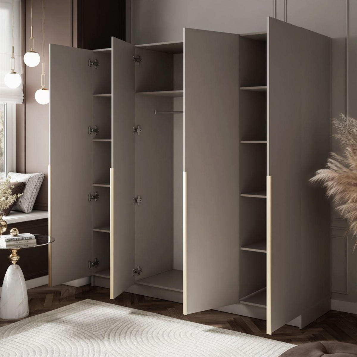 VIERTÜRIGER Kleiderschrank SAVAGE 4D Kaschmir - Kaschmir, Holzwerkstoff (200/200/56cm) - Lookway