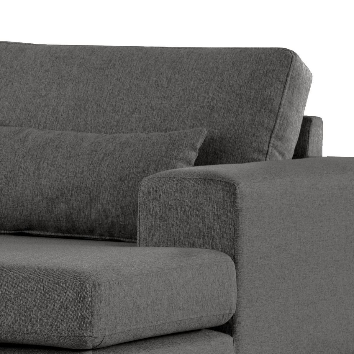 ECKSOFA mit Longchair - Dunkelgrau/Buchefarben, Buchenholz/Textil (281/153cm) - home24