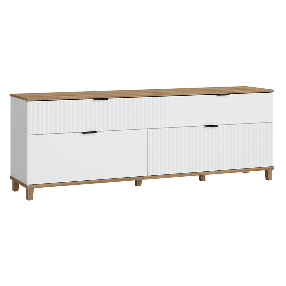 WOHNZIMMER-SET 6-TLG. Plymouth-129 - Weiß, Holzwerkstoff (724/208/68cm) - Lomado