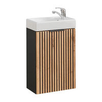 HANDWASCHBECKEN-MÖBEL 40cm Gaia Holz in Eichenoptik und Schwarz - Braun, Holzwerkstoff (40/66/22cm) - Petits-meubles