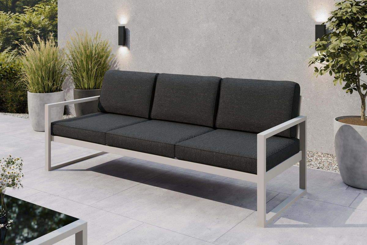 GARTENSET Madera für 6 Personen Balkonmöbel Aluminium Terassenmöbel Sitzbank, 4-tlg. Tisch kaschmir, graubraun - Kaschmir/Braun, Kunststoff/Metall - Margaret Hadas24