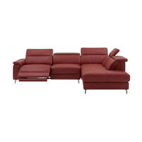ECKSOFA Ambassador Echtleder mit 1 x Relaxfunktion Rot - Rot, Leder/Metall (272/224cm)