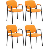 BESUCHERSTUHL 4er Set Stoff orange - Schwarz/Orange, Textil/Metall (53/79/55cm) - CLP