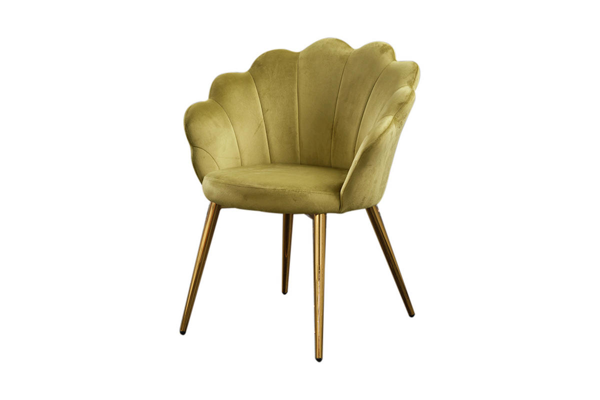 ESSZIMMERSTUHL CARLA Grün Velvet - Goldfarben/Grün, Textil (65/79/58cm) - KAWOLA