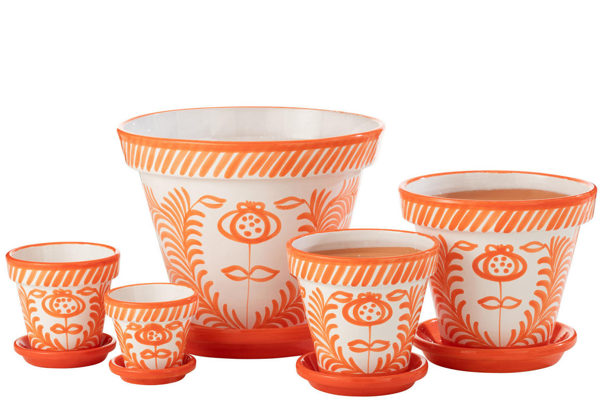BLUMENTOPF GRANADA PATTERN - Töpferei - Orange - L - Ø 50 cm - Multicolor, Keramik (50/40cm) - J-Line
