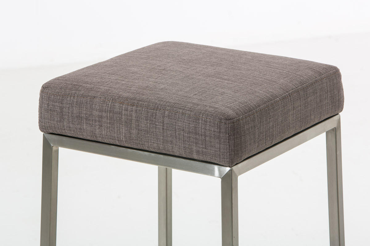 BARHOCKER Stoff grau - Edelstahlfarben/Grau, Textil/Metall (37/85/37cm) - CLP