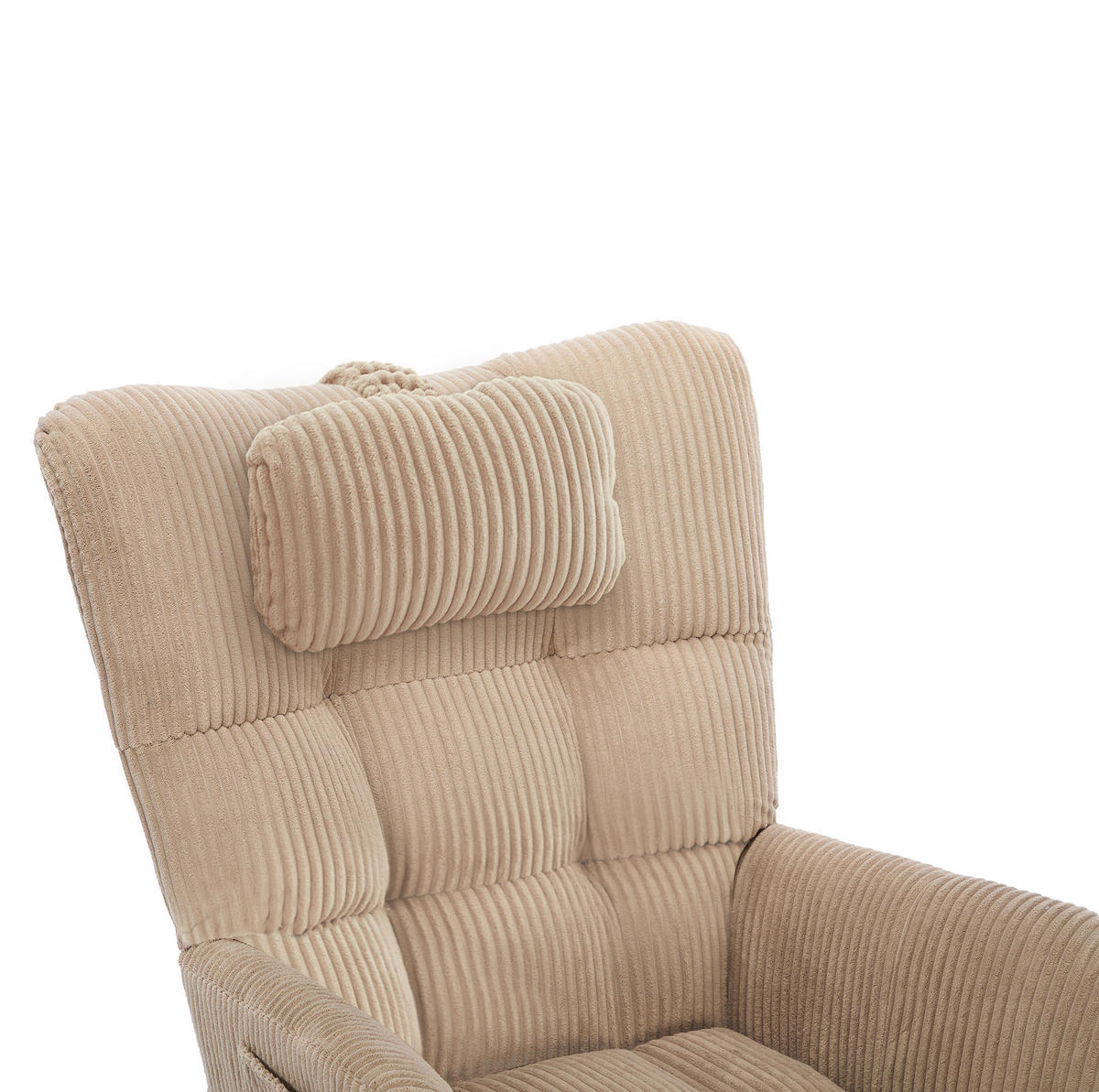 SCHWINGSTUHL mit Armlehnen in Braun aus Cord, mit Nackenkissen und Fußstütze - Braun, Textil (65/92/102cm) - BEAOK