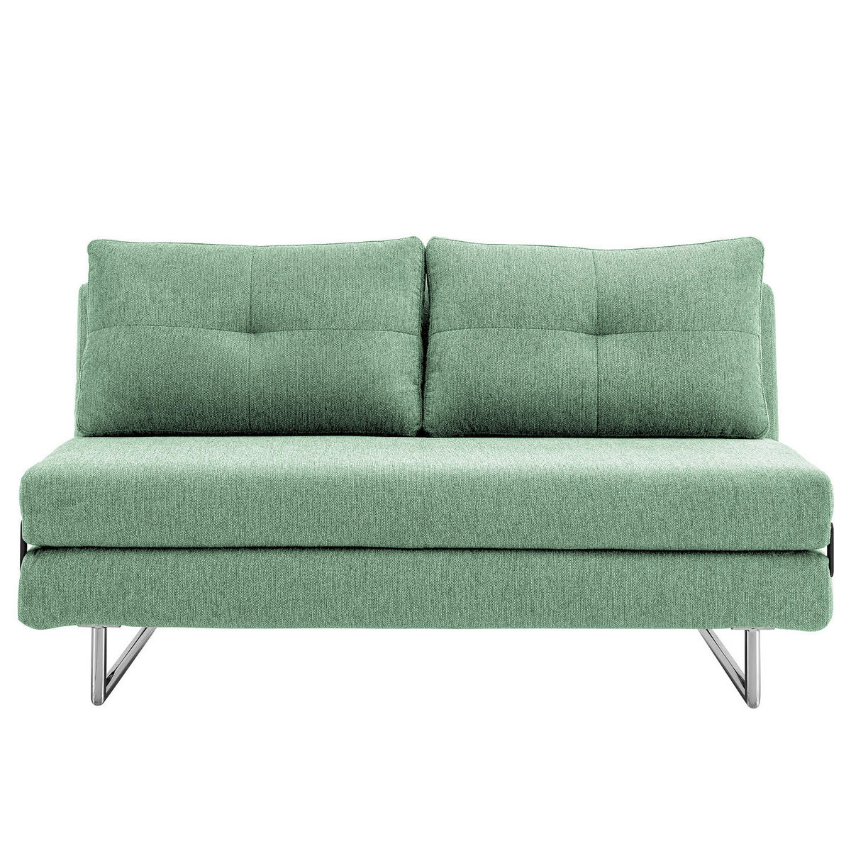 SCHLAFSOFA - Webstoff - Chromfarben/Mintgrün, Textil/Metall (150/85/88cm) - home24