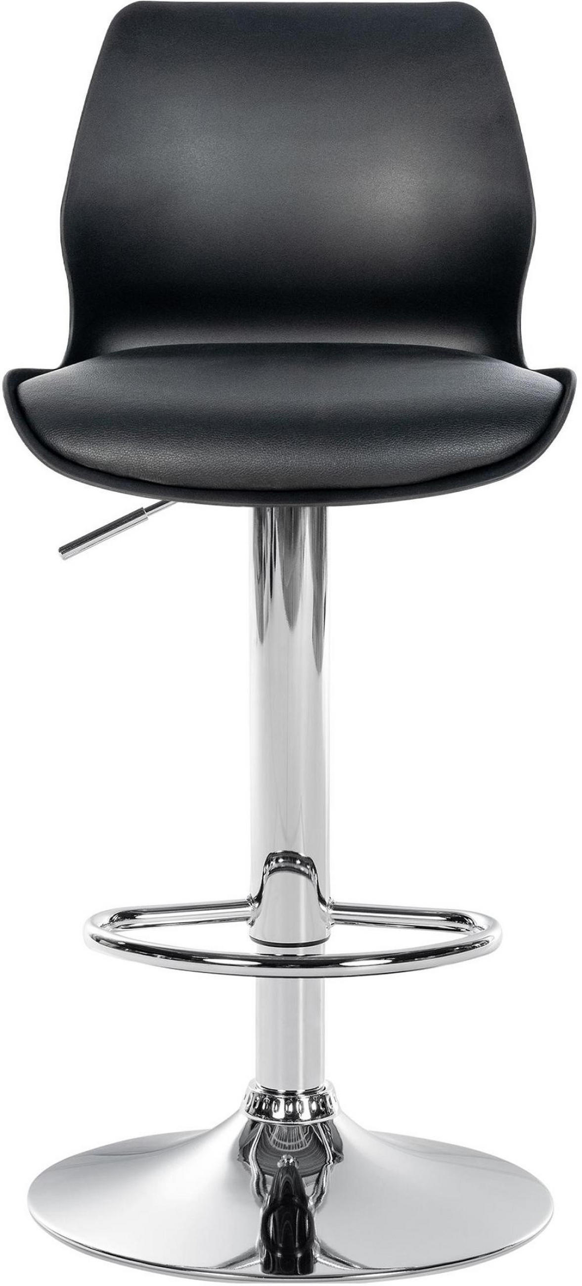 BARHOCKER 2er Set Kunststoff schwarz - Chromfarben/Schwarz, Kunststoff/Textil (39/82/42cm) - CLP