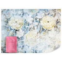 FOTOTAPETE Blumen Abstraktion Vintage Stil 450x315 - Blau/Gelb, Papier (450/315cm) - Muralo