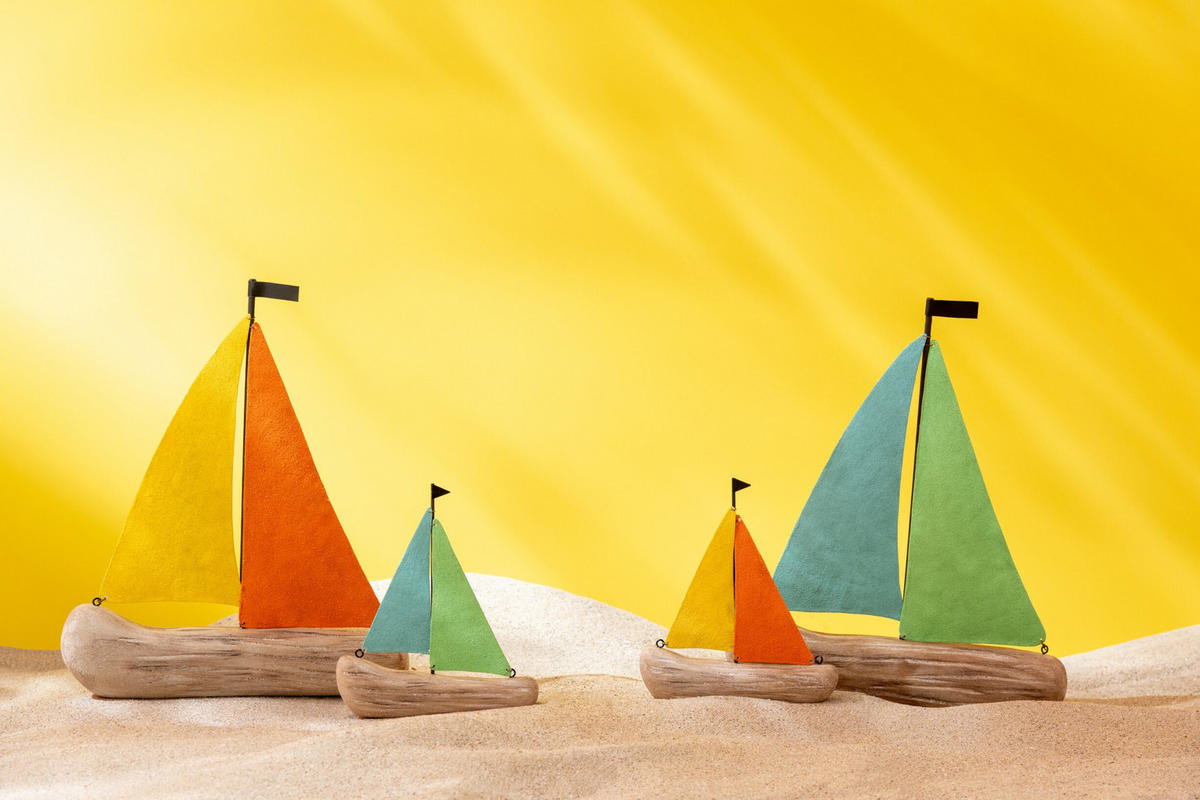 DEKO SEGELSCHIFF (2ER SET) - Multicolor, Holz (6/31/25.5cm) - J-Line