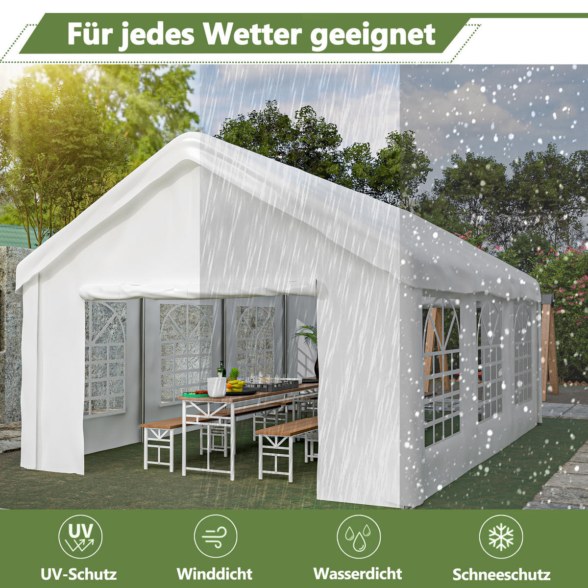 KLEINGARAGE aus Stahlrohr & PE-Oxford 601x400x281 cm in Weiß - Weiß, Metall (400/281/601cm) - Modfu