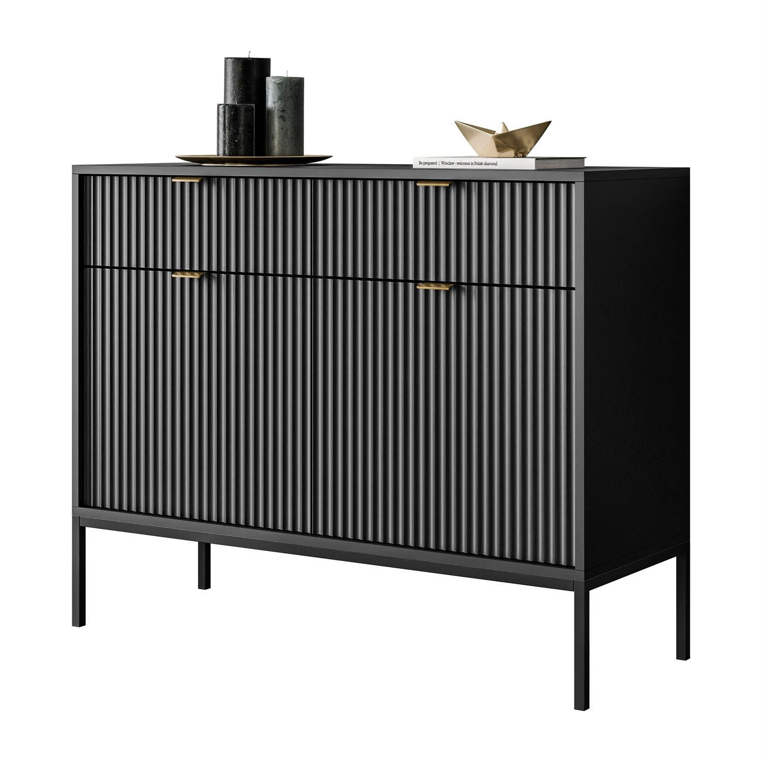 KOMMODE CORTADO KSZ104 MIT SCHUBLADEN SCHWARZ - Schwarz, Holzwerkstoff (104/83/39cm) - Lookway