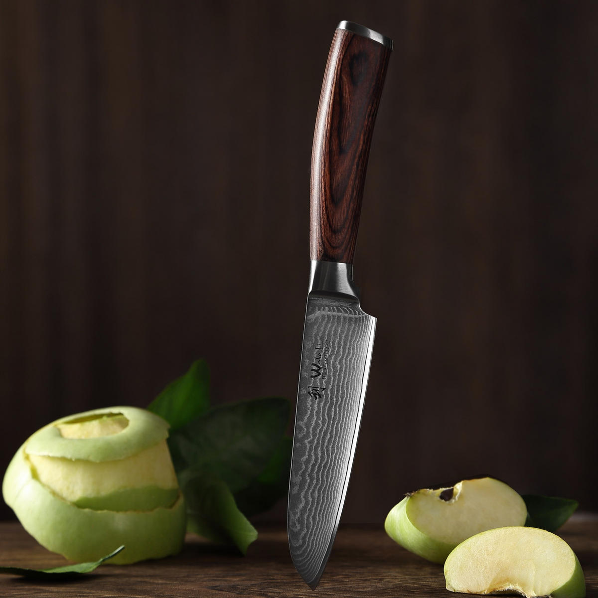 SANTOKUMESSER (klein) Edib Damast - Braun, Holz/Metall (23cm) - Wakoli