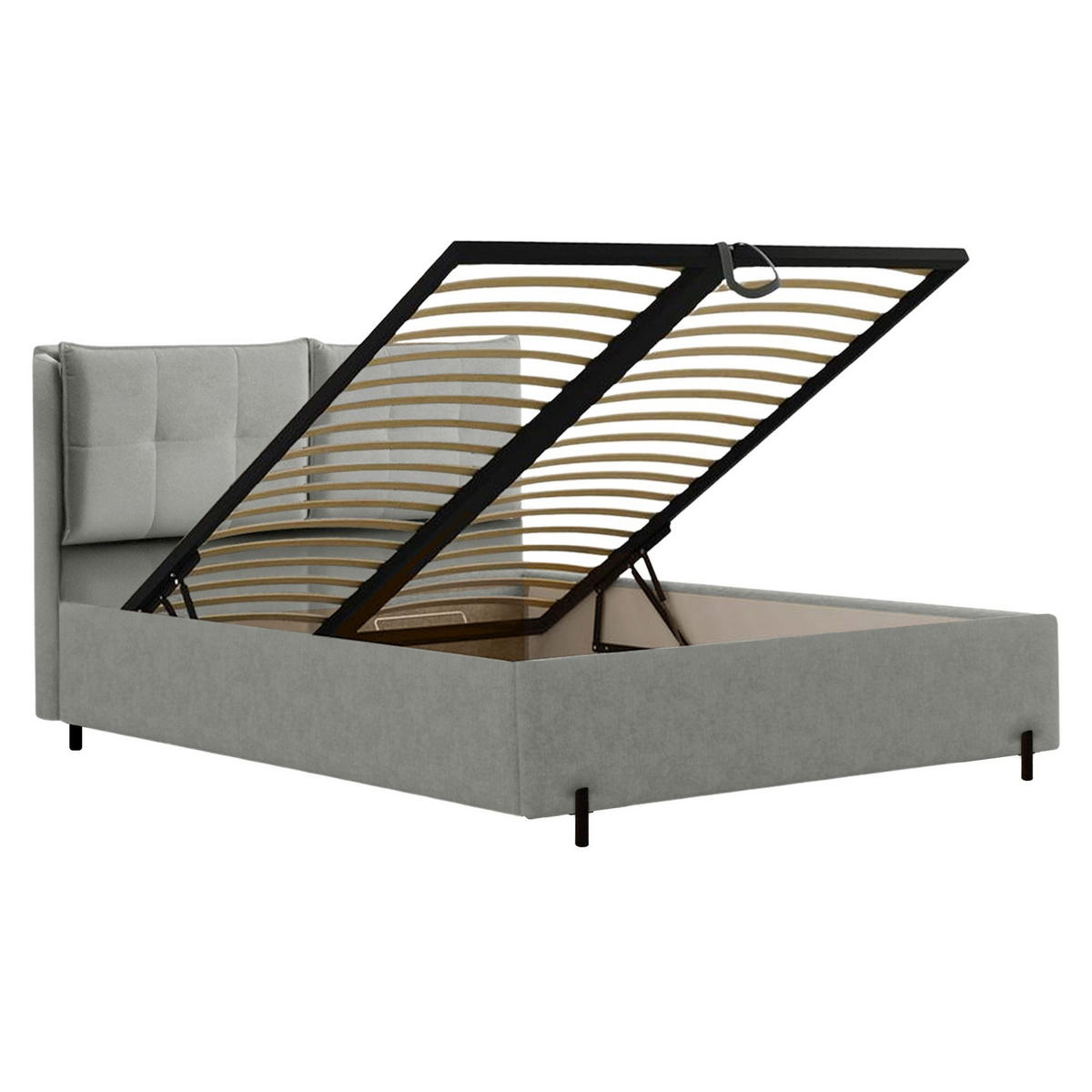 POLSTERBETT Belleo Grau 180x200 cm - Schwarz/Grau, Textil/Metall (180/200cm) - Selsey