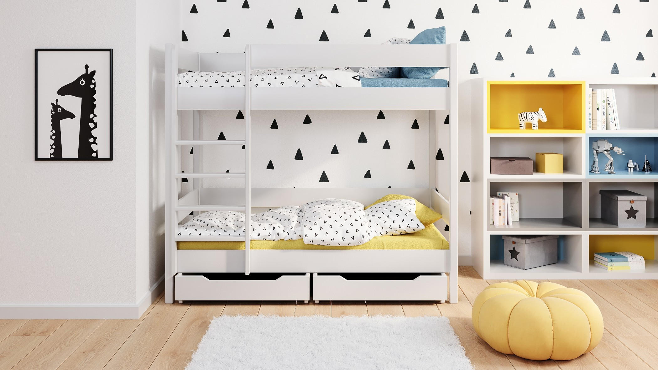 ETAGENBETT Diego 160x80 weiß mit Schubladen - Weiß, Holzwerkstoff (80/160cm) - LUKDOM