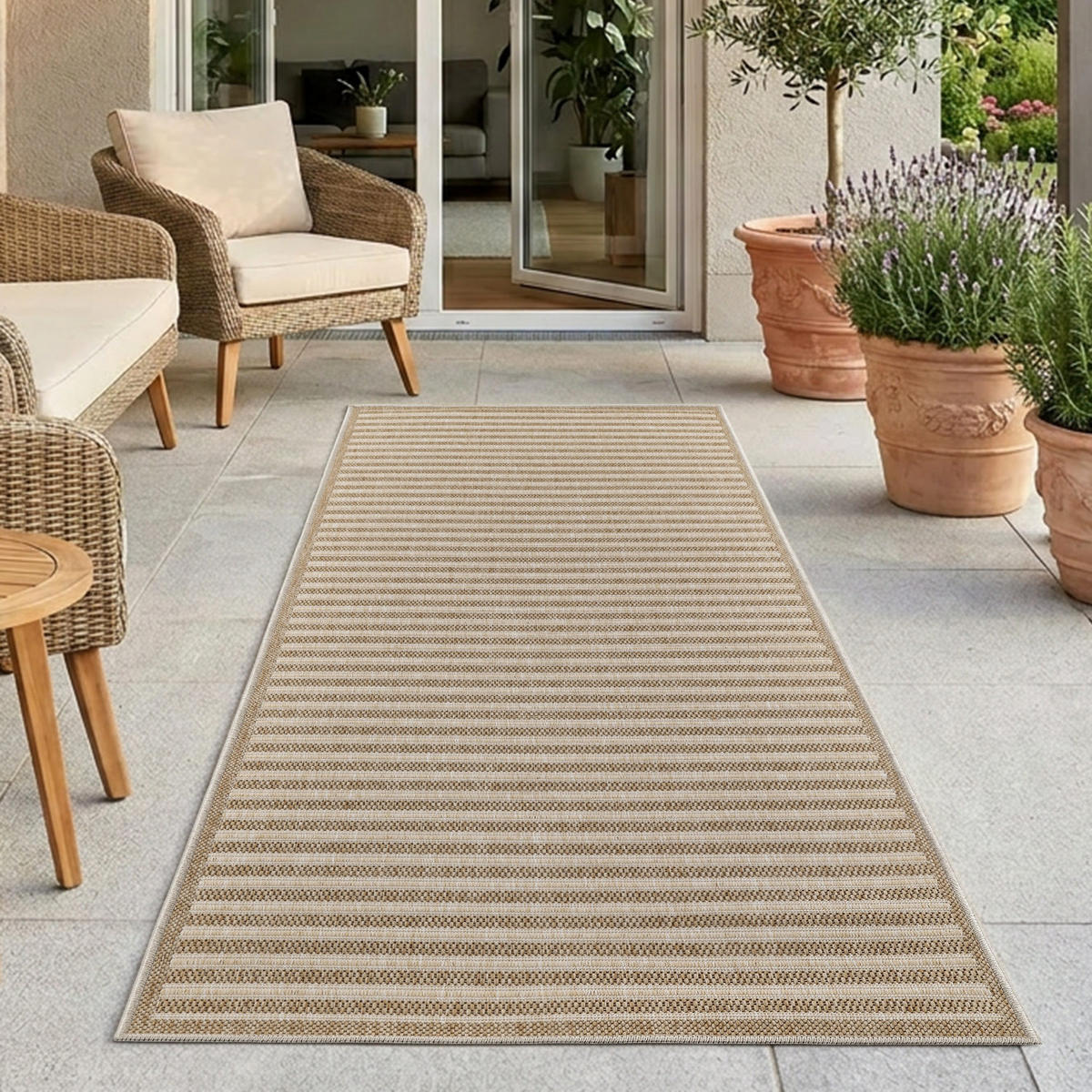 OUTDOOR-TEPPICH 102 Braun Wetterfest 80x250 cm - Braun, Textil (80/250cm) - carpet city