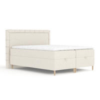 BOXBETT Voyage Creme 200/200 cm mit Matratze und Topper - Creme/Naturfarben, Holz/Holzwerkstoff (200/200cm) - Maison de Reve
