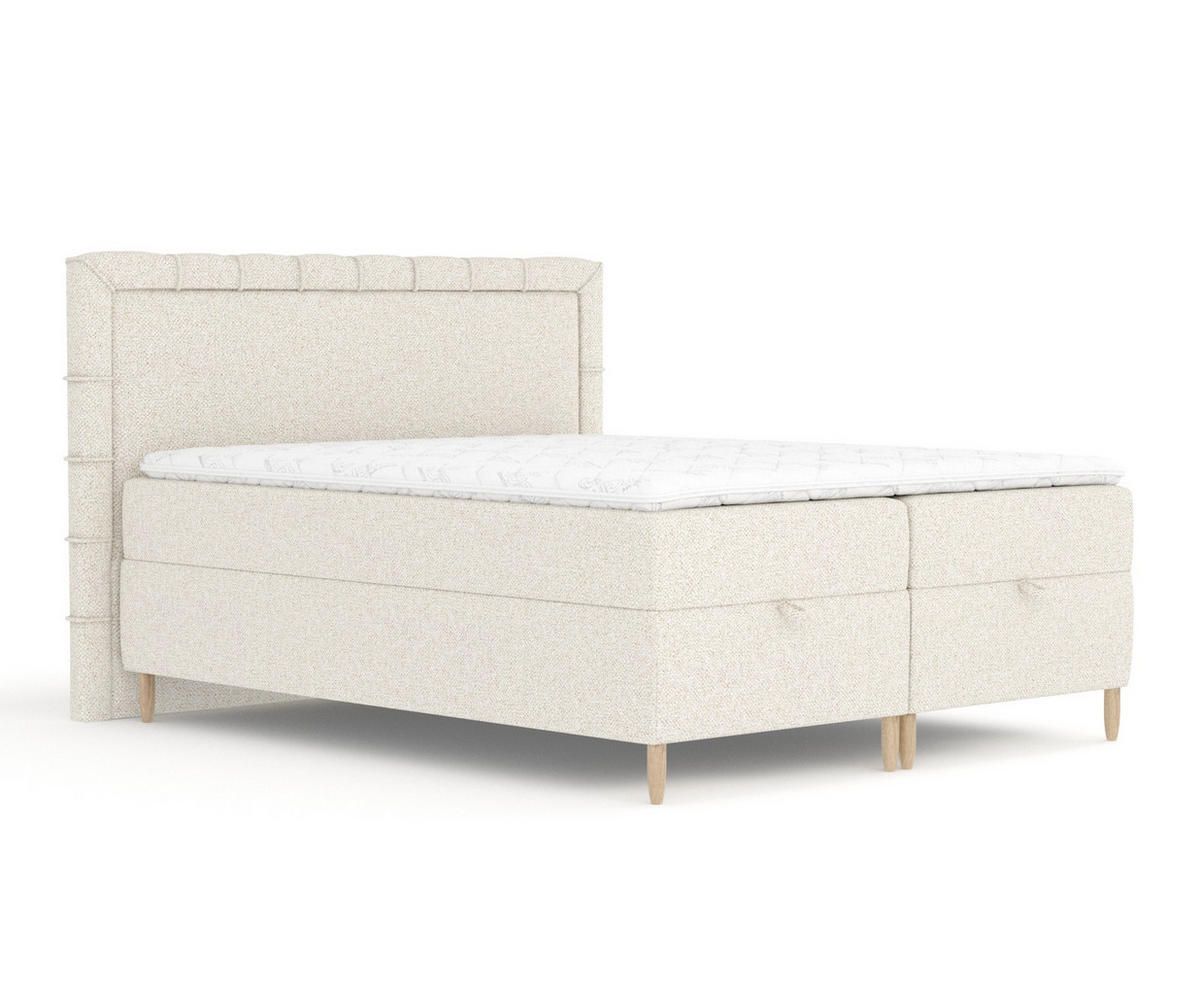 BOXBETT Voyage Creme 200/200 cm mit Matratze und Topper - Creme/Naturfarben, Holz/Holzwerkstoff (200/200cm) - Maison de Reve
