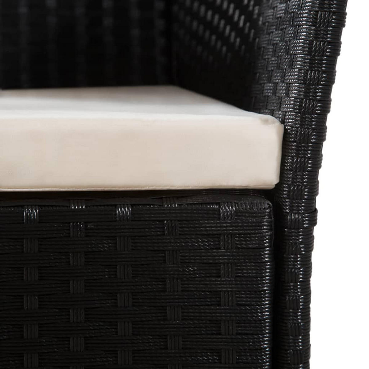 GARTEN-ESSGRUPPE 7-teilig Poly Rattan Schwarz Und Braun - Creme/Schwarz, Kunststoff/Textil - vidaXL