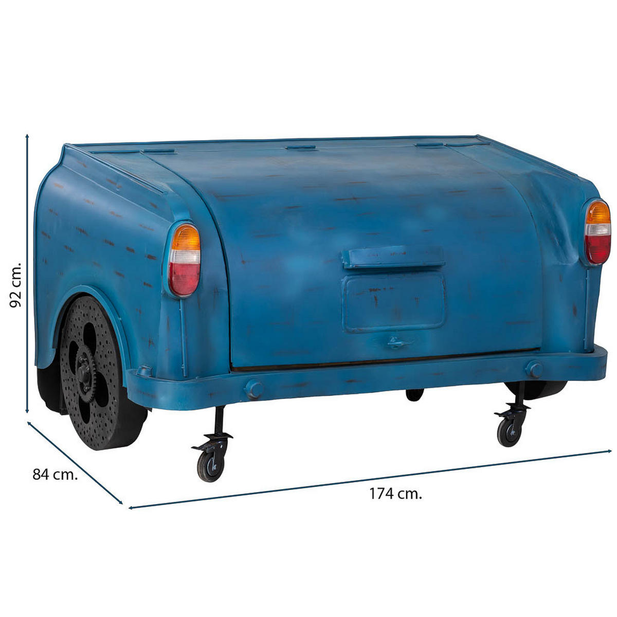 WEINREGAL, blau, 174x84x92cm - Blau, Holz (17/86.5/84cm) - Wanderlust