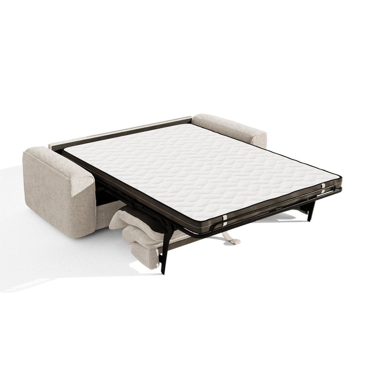 SCHLAFSOFA Express COMO Köpergewebe mit weichem Griff Creme 236cm - Creme, Textil (236/78/100cm) - Premium Interiors