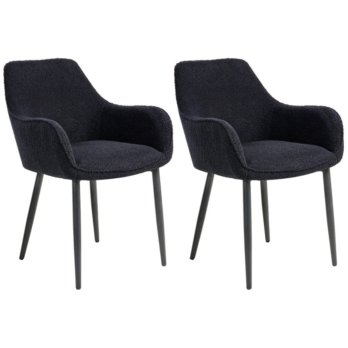 ESSZIMMERSTUHL 2er-Set Bouclé Schwarz Alden - Schwarz, Textil (59/85/61cm) - Beliani
