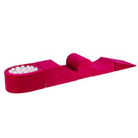BÄLLEBAD klein mit Schaumstoff Bausteinen für Kinder, Samt, Magenta - Magenta/Weiß, Textil (250/45/30cm) - MeowBaby